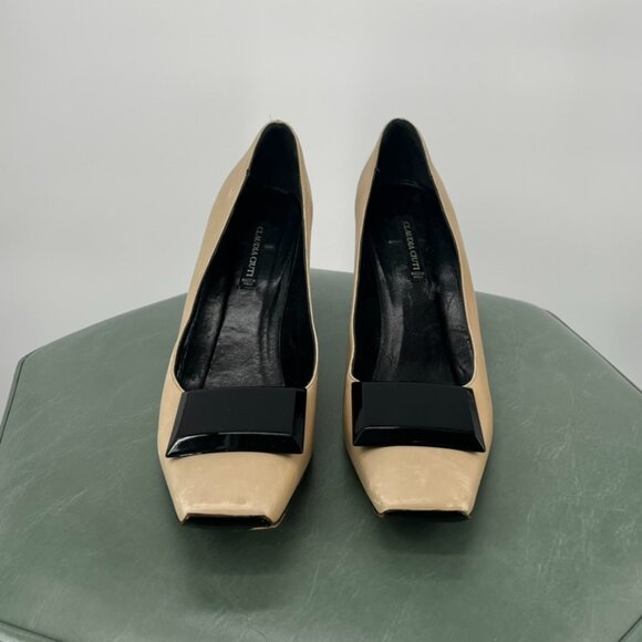 Claudia Ciuti Beige Heels with Black Accent size 9 - Picture 2 of 6